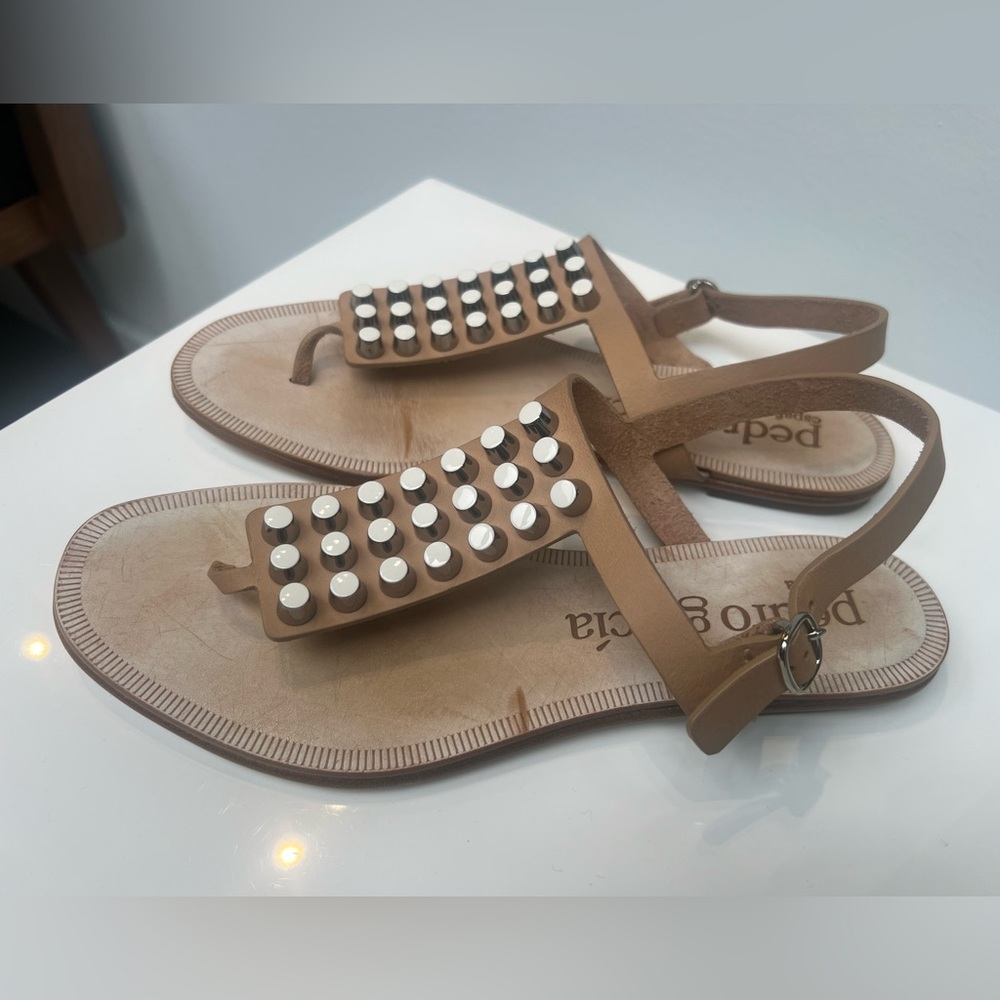 Pedro Garcia Beige Studded Sandals